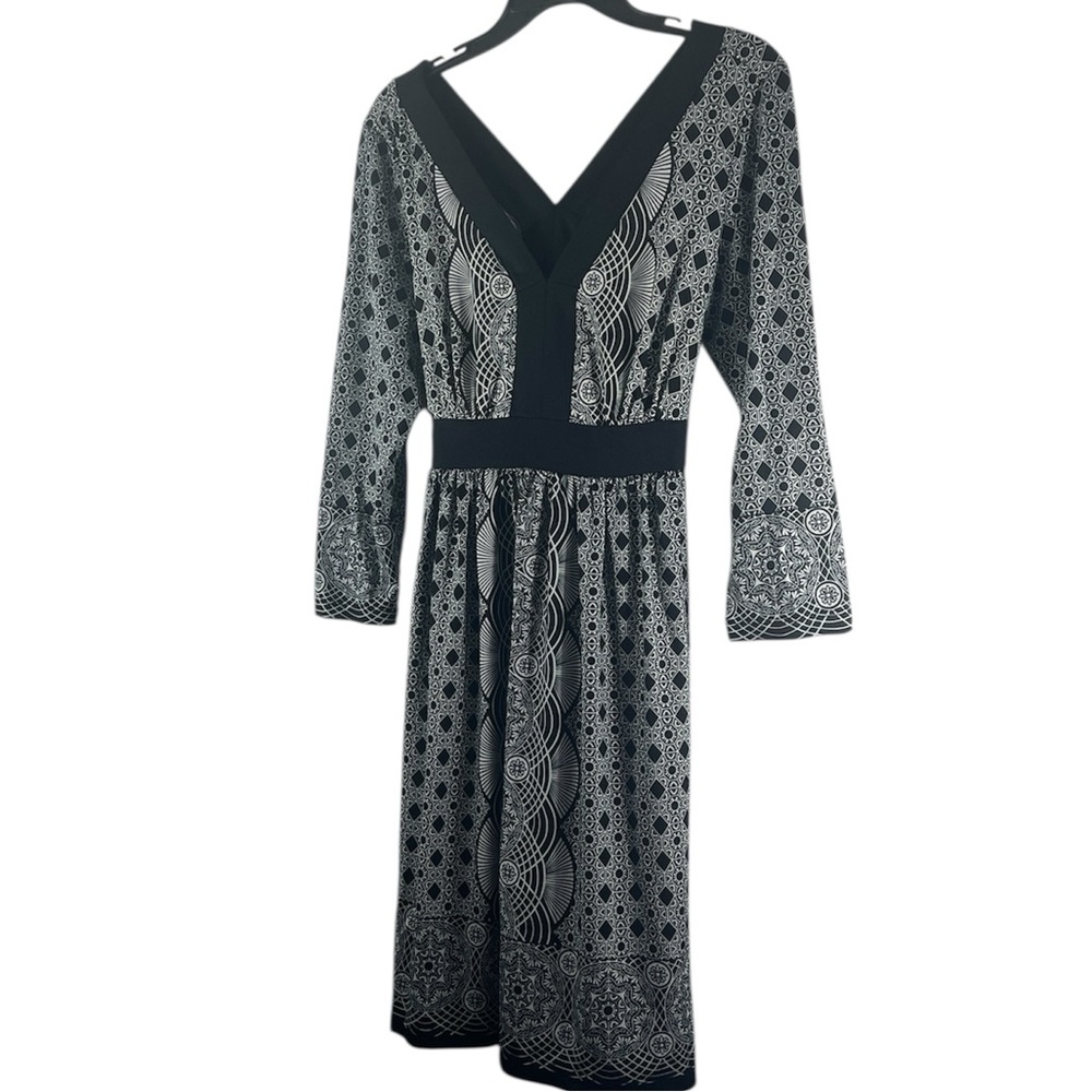 ECI New York Black & White Patterned Dress Size Medium